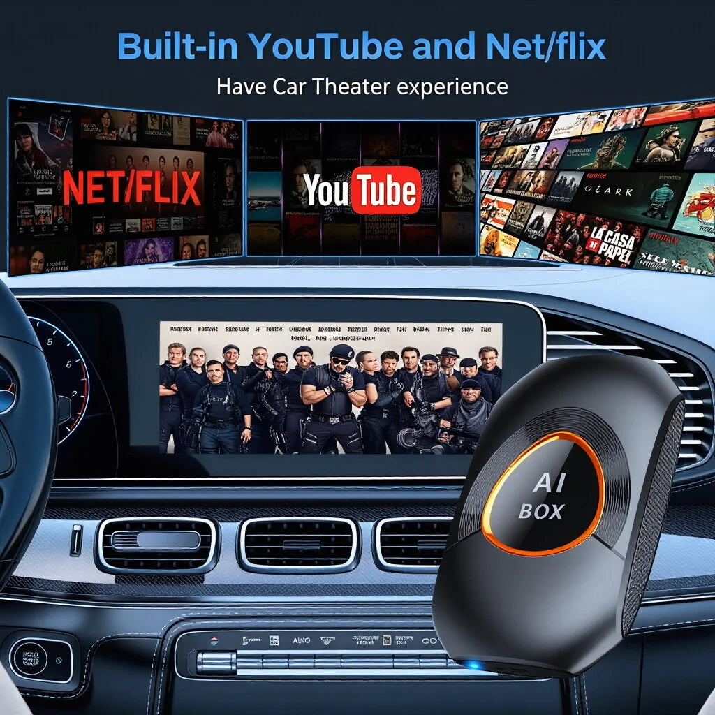 PLAYAIBOX Android 15 Android TV Box CarPlay Ai Box Support Netflix YouTube Google Play Store Wireless CarPlay & Android Auto