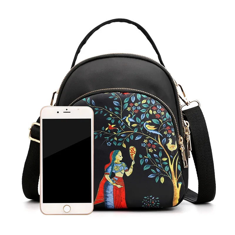 Ladies' fashionable crossbody multi-functional mini backpack with waterproof nylon fabric