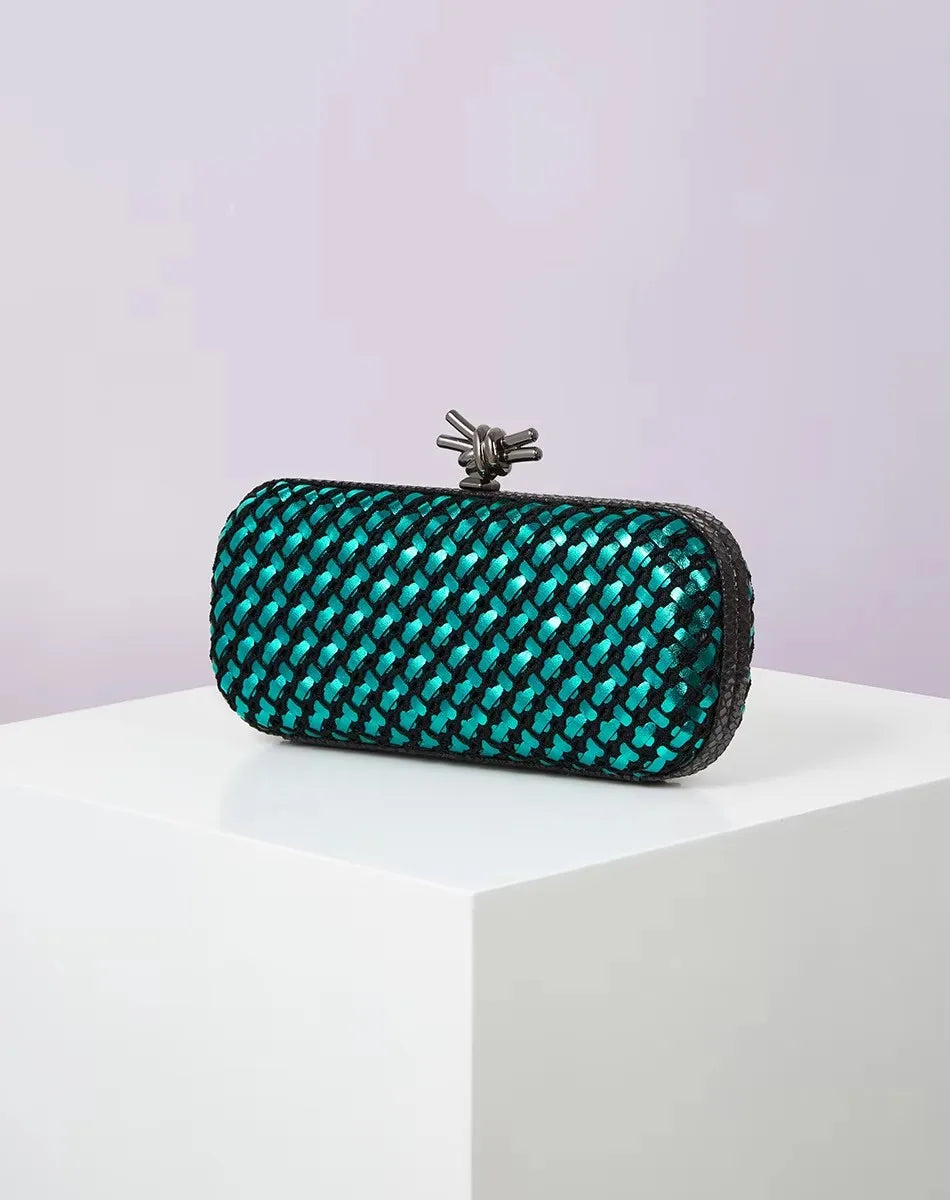 2026 New Quality Pu Woven Evening Clutch Bag with Polyester Lining for Women Dressy Evening Use Dinner and Party Bag 24 cm