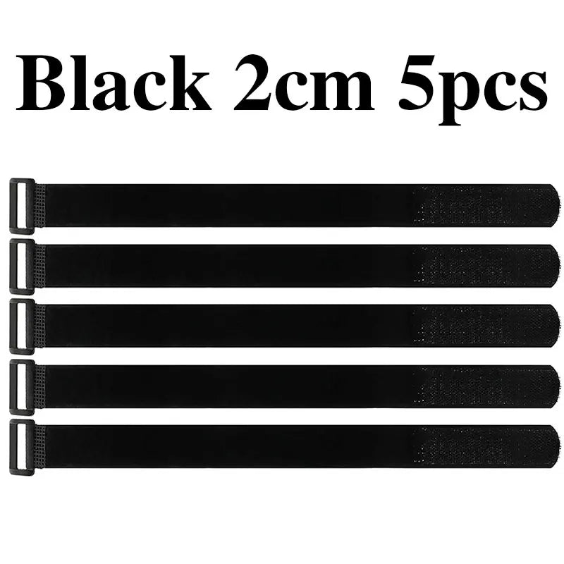 5pcs Hook Loop Fastener Strap 2cmx15~60cm Reusable Nylon Cable Ties for Cable Fixation Diy Multipurpose Accessories