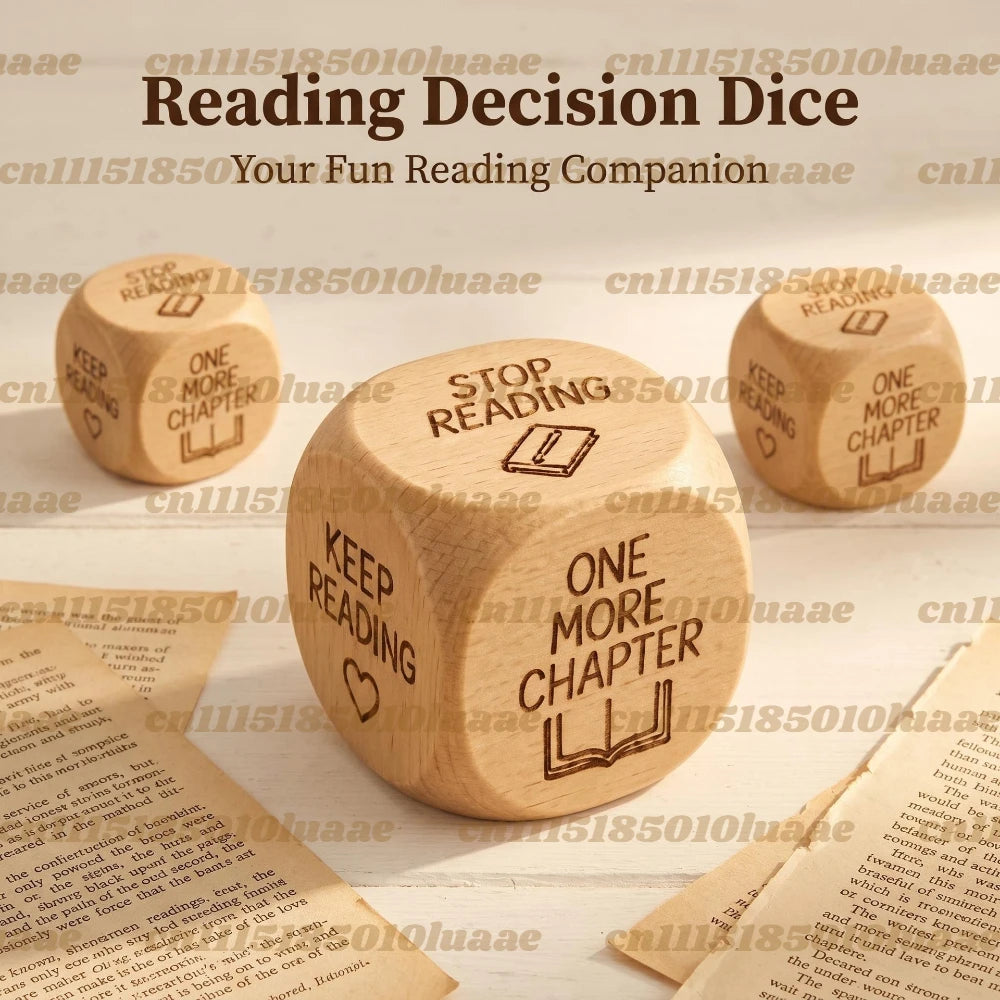 2PCS Wooden Reading Decision Dice,Wooden Reading Decision Dice Book Lover Gifts,Fun Bookish Desk Decor,Funny Gift