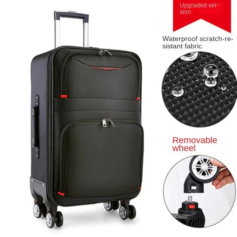 Large Capacity Suitcase with Combination Lock Luggage Travel Boardable Waterproof Oxford Fabric Trolley Case 28-Inch Oversized