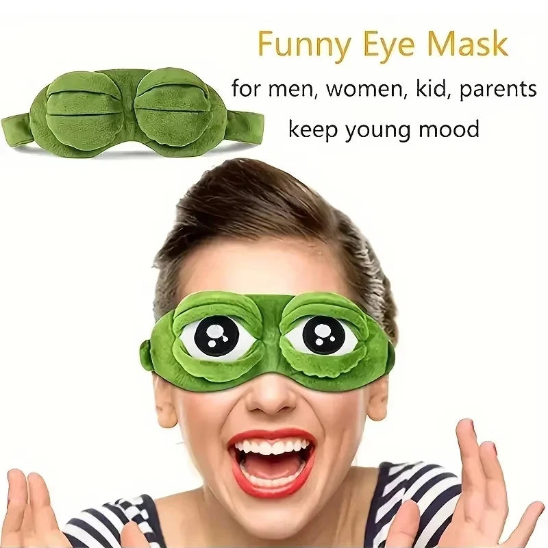 Frog shaped eye mask Party game funny eye mask Cartoon Plush Trendy Hair Accessories Soft Portable Blindfold Travel Eyepatch