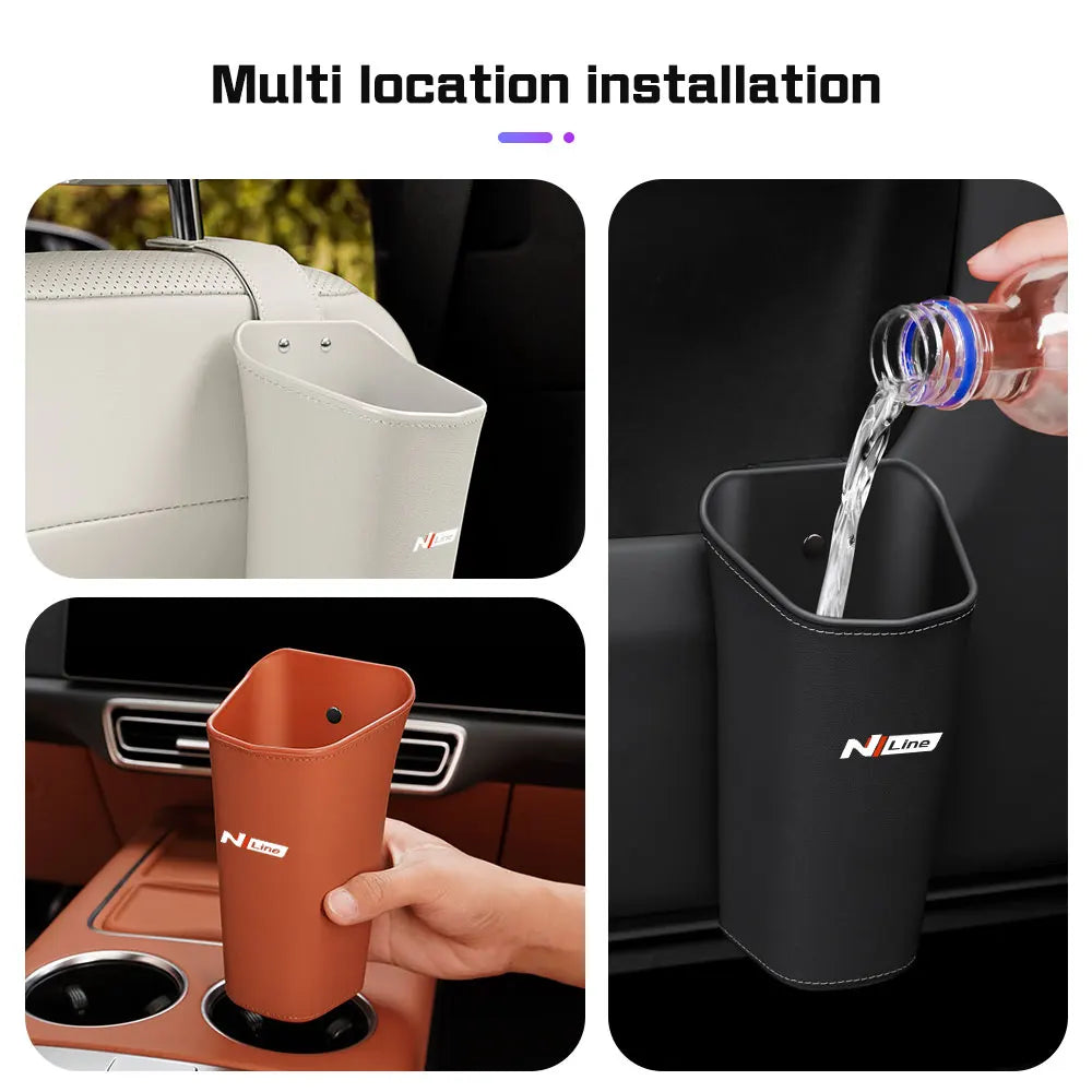 Car Seat Back Trash can For Hyundai N Line Sonata I20 Elantra Santafe Accent Tucson water cup holder Door Storage Bin Accessory