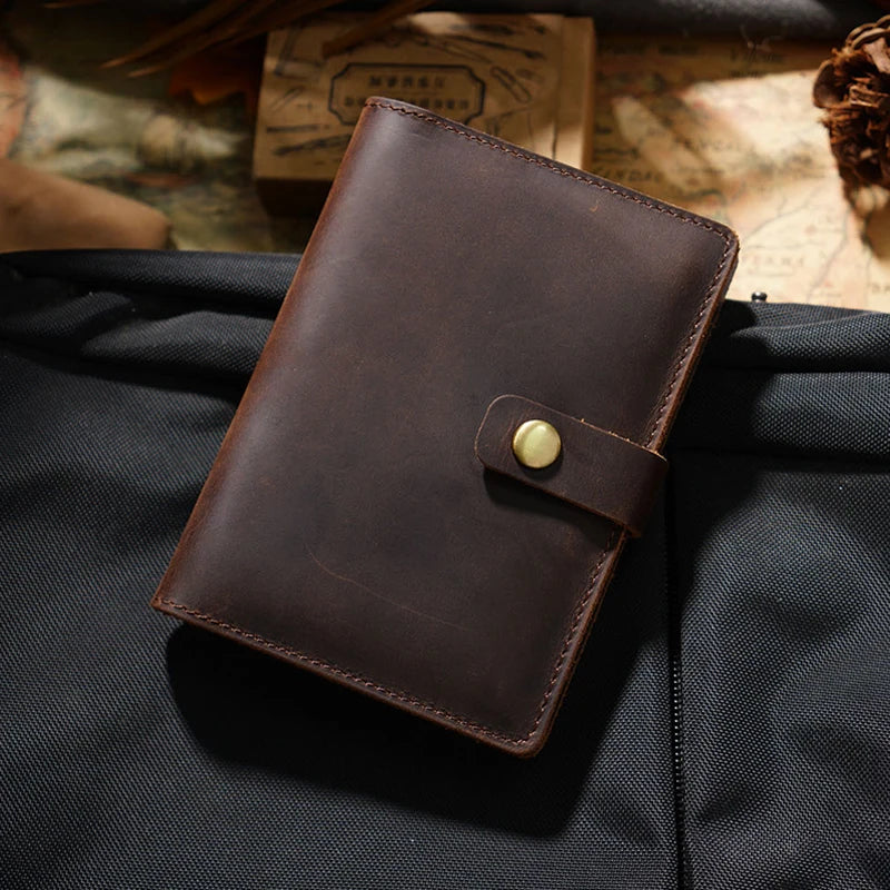 Crazy Horse Leather Passport Wallet – Retro Travel Organizer, RFID Blocking Multi-Function Ticket Purse for Men & Women