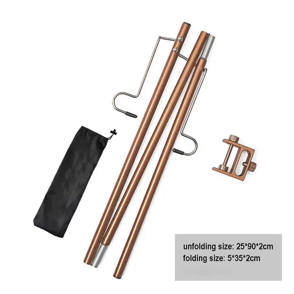 Outdoor Camping Hiking Aluminum Alloy Foldable Lamp Post Pole Portable Fishing Hanging Light Fixing Stand Holder Lantern Stand