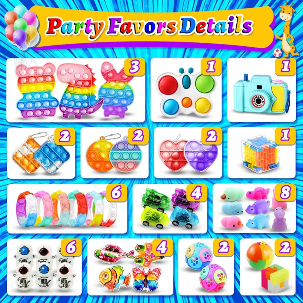 Boxed 206 Pcs Party Favors Set for Birthday Wedding Children's Day Carnival Celebration Christmas Party Favors Classroom Prizes