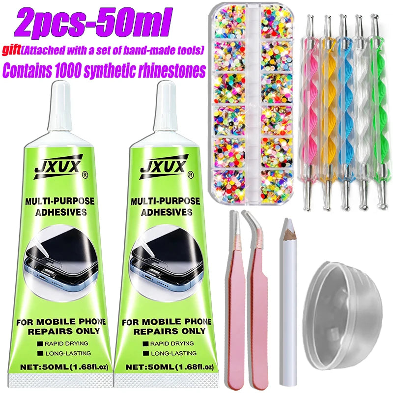 50ml B7000 Transparent Phone Repair Glue, Quick-Drying Waterproof Adhesive, Non-Yellowing, Multi-Purpose Repair, Extra Strong Waterproof Quick-Drying Resin Glue