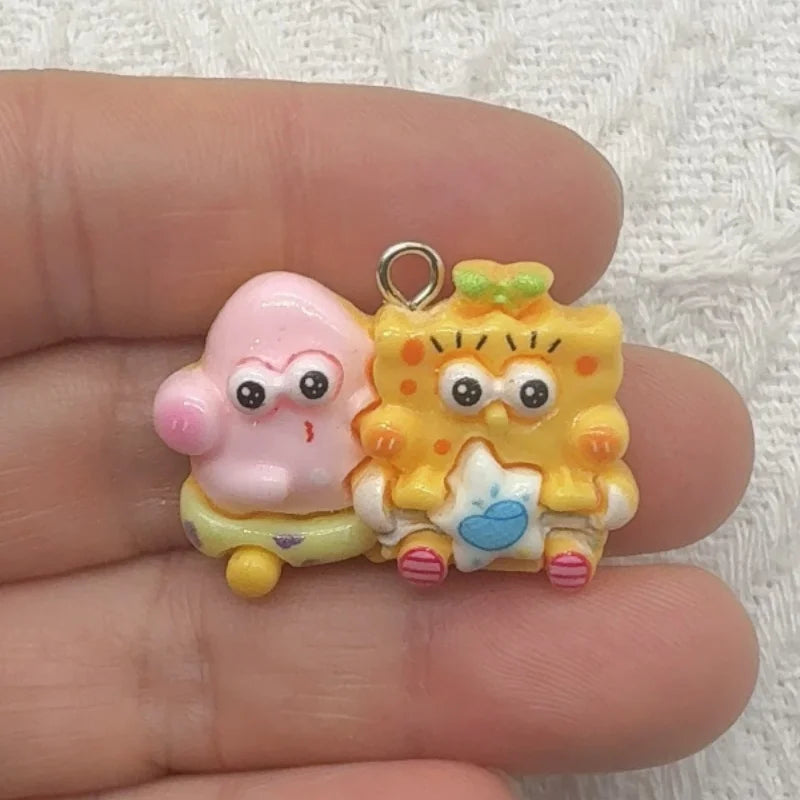 10pcs cartoon resin pendant, DIY jewelry making earrings, keychain accessories