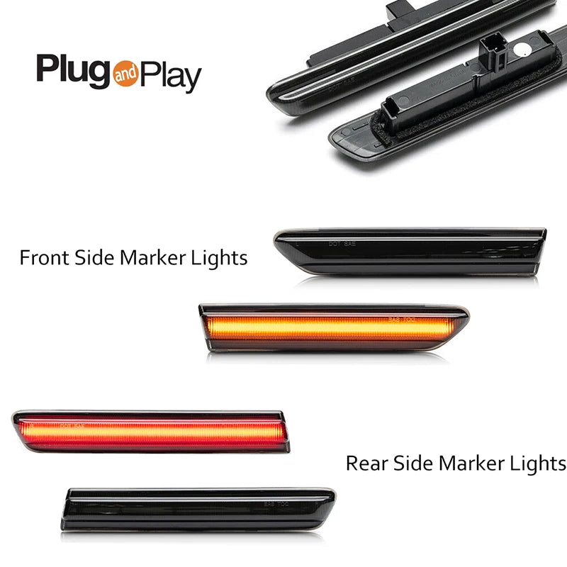 Gtinthebox Canbus Front Amber / Rear Red LED Car Bumper Side Marker Indicator Lights Fender Flare Light For 2004-2008 Acura TL