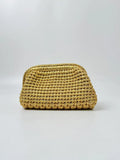 Golden Handwoven Clutch Bag, Party Evening Bag, Women Holiday Shoulder Bag, Perfect for Summer Beach Travel Vacation, Outdoor Ac