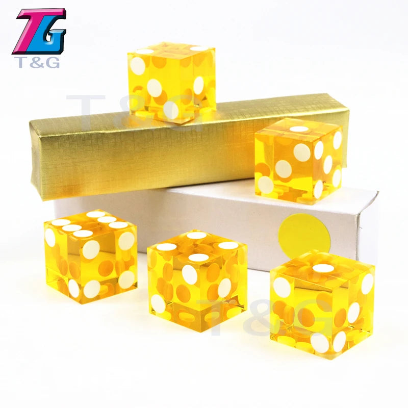Precision Dice 19MM High-grade Acrylic TransparentSix Sided D6 Casino Sharp Straight Corners 5pcs