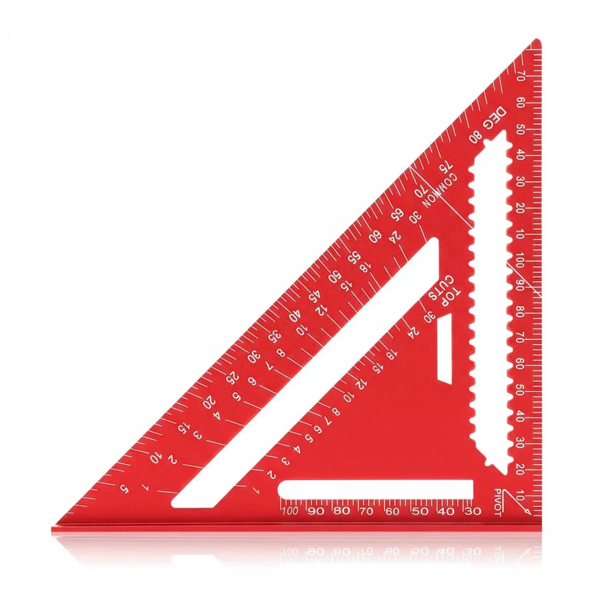 Precision Aluminum Square 7/12 Inch Red Triangular Woodworking Marking Ruler for Motorcycle Care And Craft Design Projects