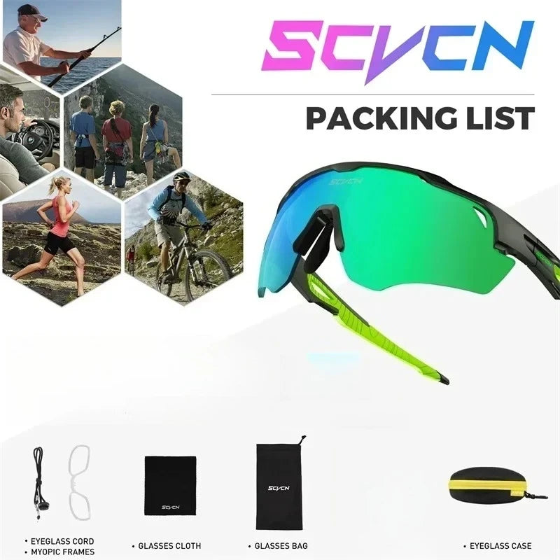 2026 SCVCN New Photochromic Hiking Eyewear Cycling Sunglasses Fashion MTB Glasses Bicycle UV400 Cycle Bike Goggles for Men Women