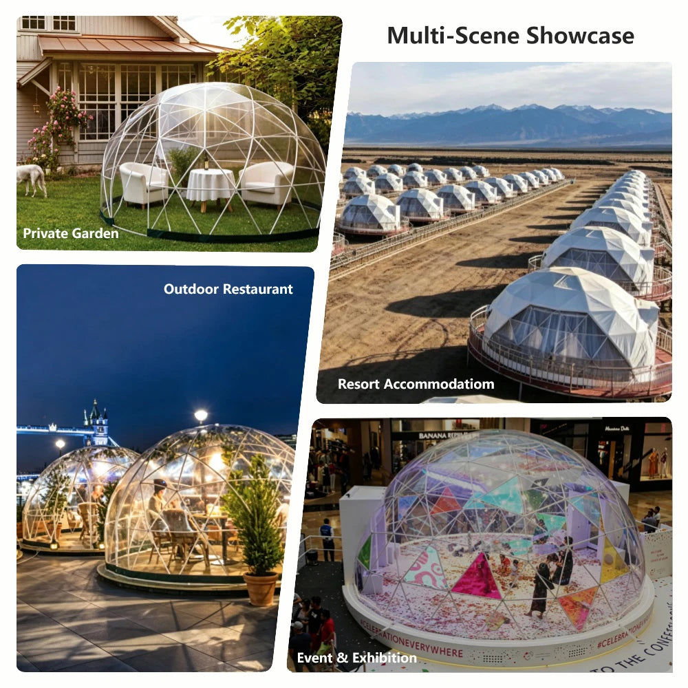 Waterproof Outdoor Exhibition Geodesic Dome Tent, Professional Galvanized Steel Round Shelter for Commercial Outdoor Activities