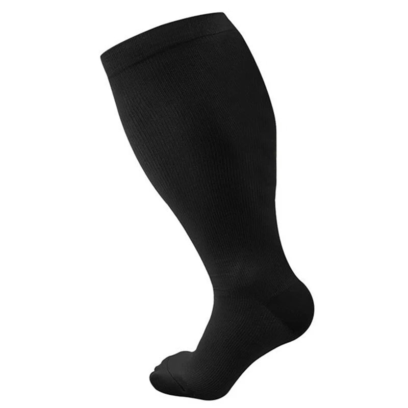 2XL-7XL Plus Size 20-30 mmHg Compression Socks for Women Men Wide Calf Extra Large Knee High Flight Sock for Circulation Support