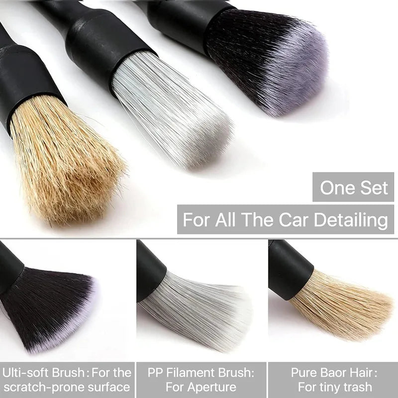 Car Detailing Brush Set 5PCS Auto Interior Cleaning Tools Air Vent Dust Duster Crevice Cleaner Car Wash Brushes for Vehicle Care
