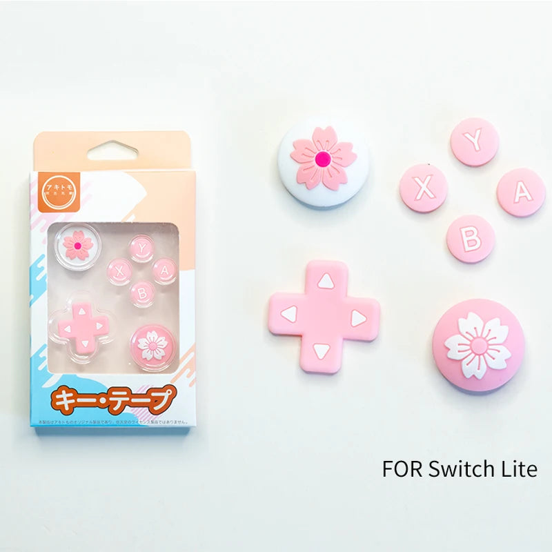New Design Silicone Soft D-pad Cross Button ABXY Key Sticker Skin Case For Switch Lite NS lite Joy-con Thumb Stick Cap Cover