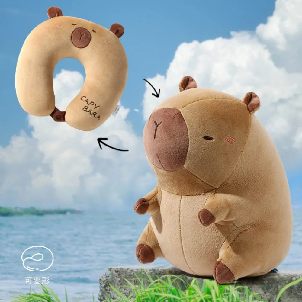 Cartoon U-Shaped Pillow Capybara Neck Pillow Car U-Shaped Neck Support Multifunctional Cervical Pillow