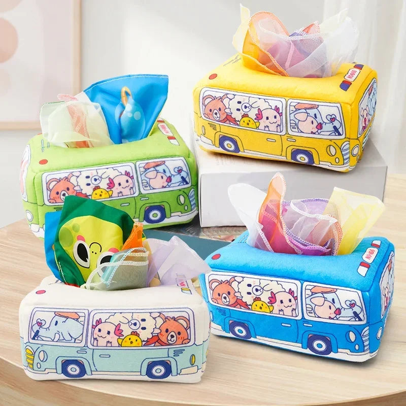 Baby Tissue Box Toy Montessori Square Sensory Toys Juggling Rainbow Educational Learning for Toddler InfantsNewborns and Kids