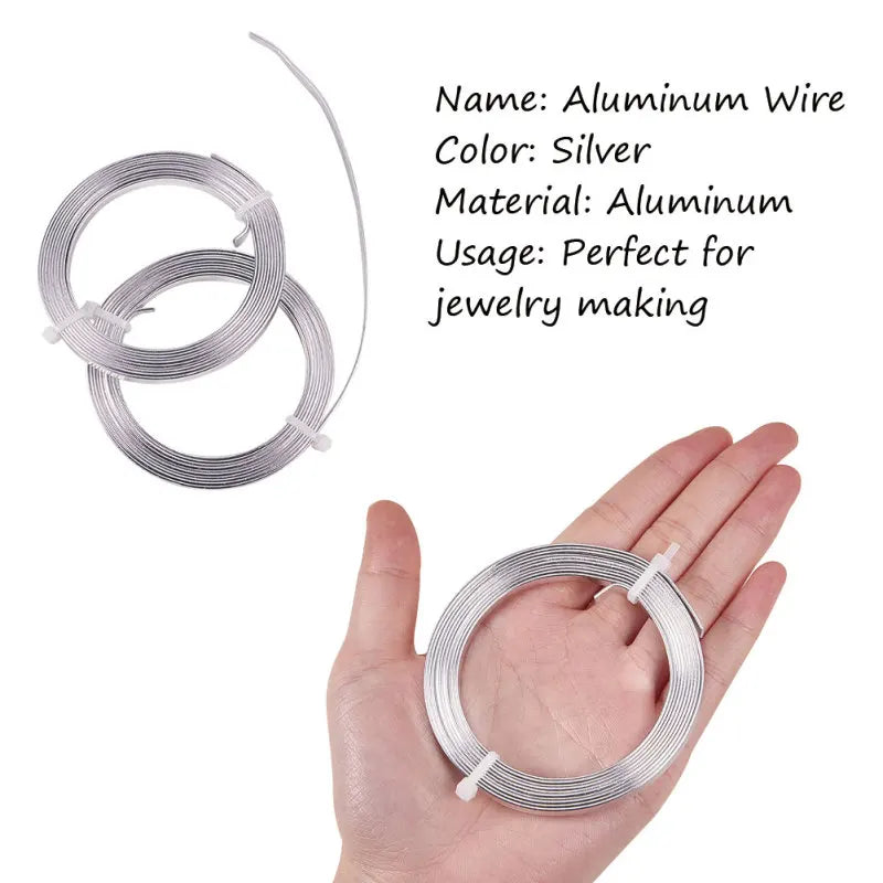 5Roll Aluminum Wire Bendable Metal Craft Wire Flat Craft Wire Bezel Strip Wire for Cabochons Jewelry Making Silver 3x1mm