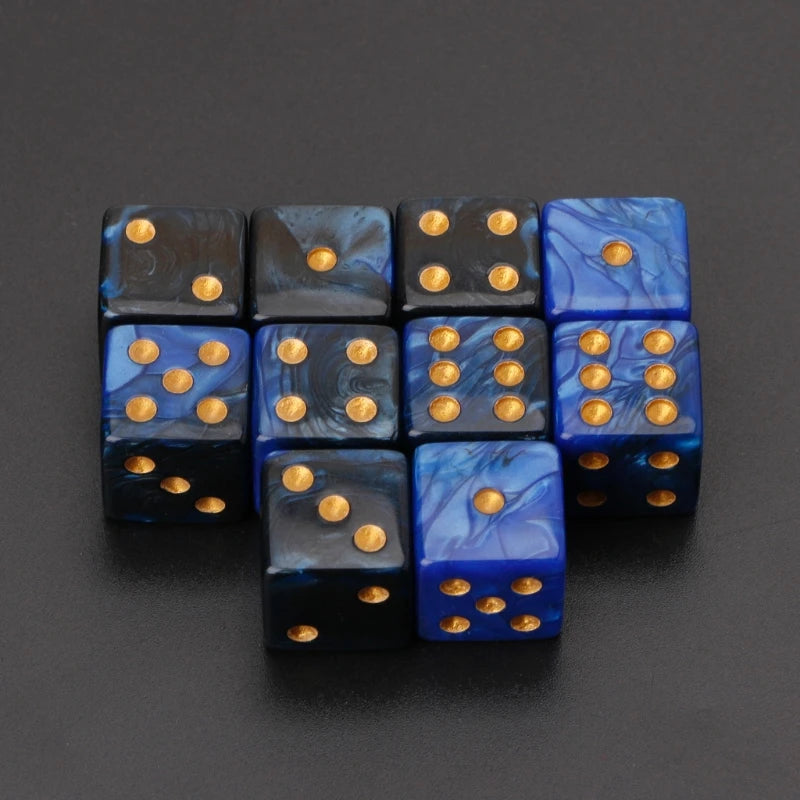 10Pcs 15mm Multicolor Acrylic Cube Dice Set Six Sides Portable Table Games Toy