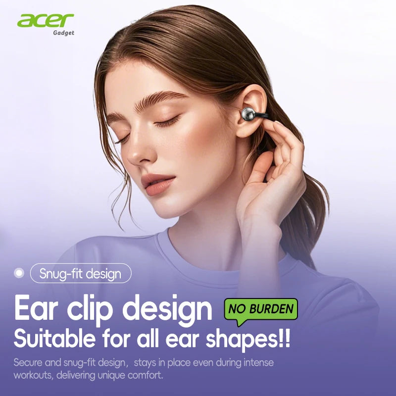 Original Acer OHR577 Open Ear Clip Earbuds Bluetooth5.4 Lossless Sound Flash Link Anti-interference Sports Wireless Headphones