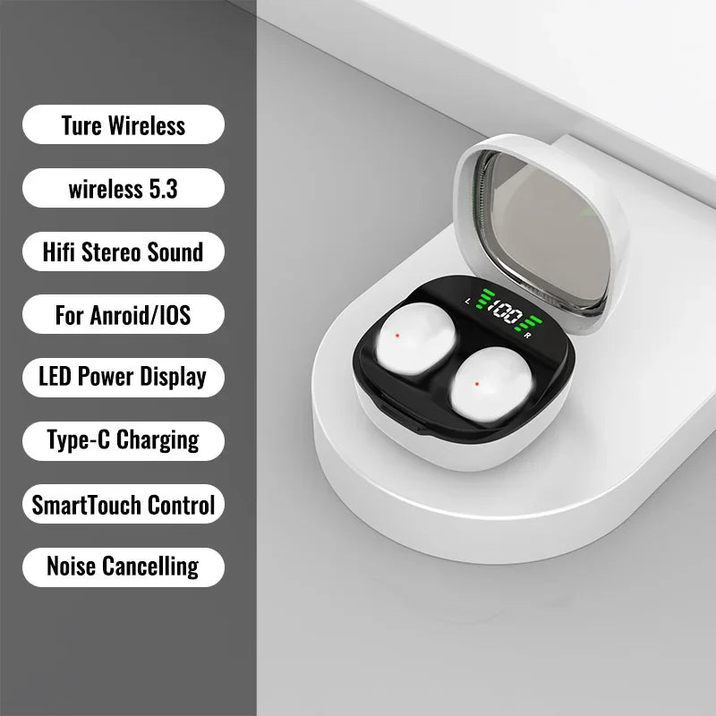 KEBIDUMEI Mini Earphones Bluetooth 5.3 Headphones Invisable Sleep Earbuds HiFi Stereo Sound Noise Reduction Wireless Headsets