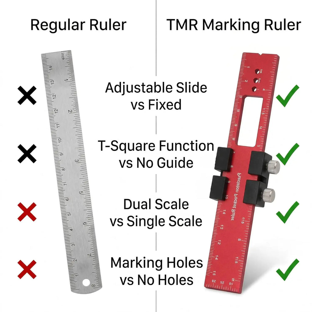 Precision Metal Slide Aluminum Alloy Pocket Ruler with Inch Metric Dual Scale for Woodworking Measurement Scribe DIY Hand Tools