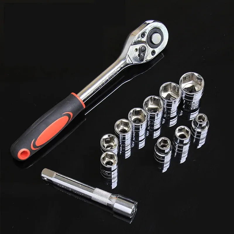 1/4 3/8 1/2 inch Socket Wrench Set Extension Rod Multi-function Ratchet Spanner Set for Car Motorcycle Repair Hand Tool Set Case