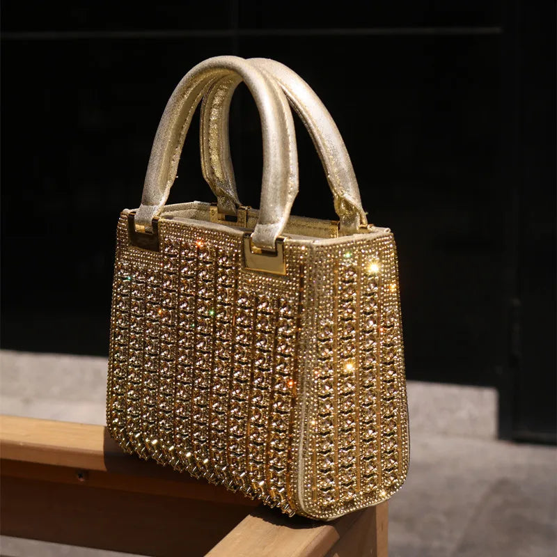 2025 Luxury High-end Crystal Diamond Women Evening Clutch Bag Fashion Design Big Rhinestone Wedding Party Handbags Shoulder Bag