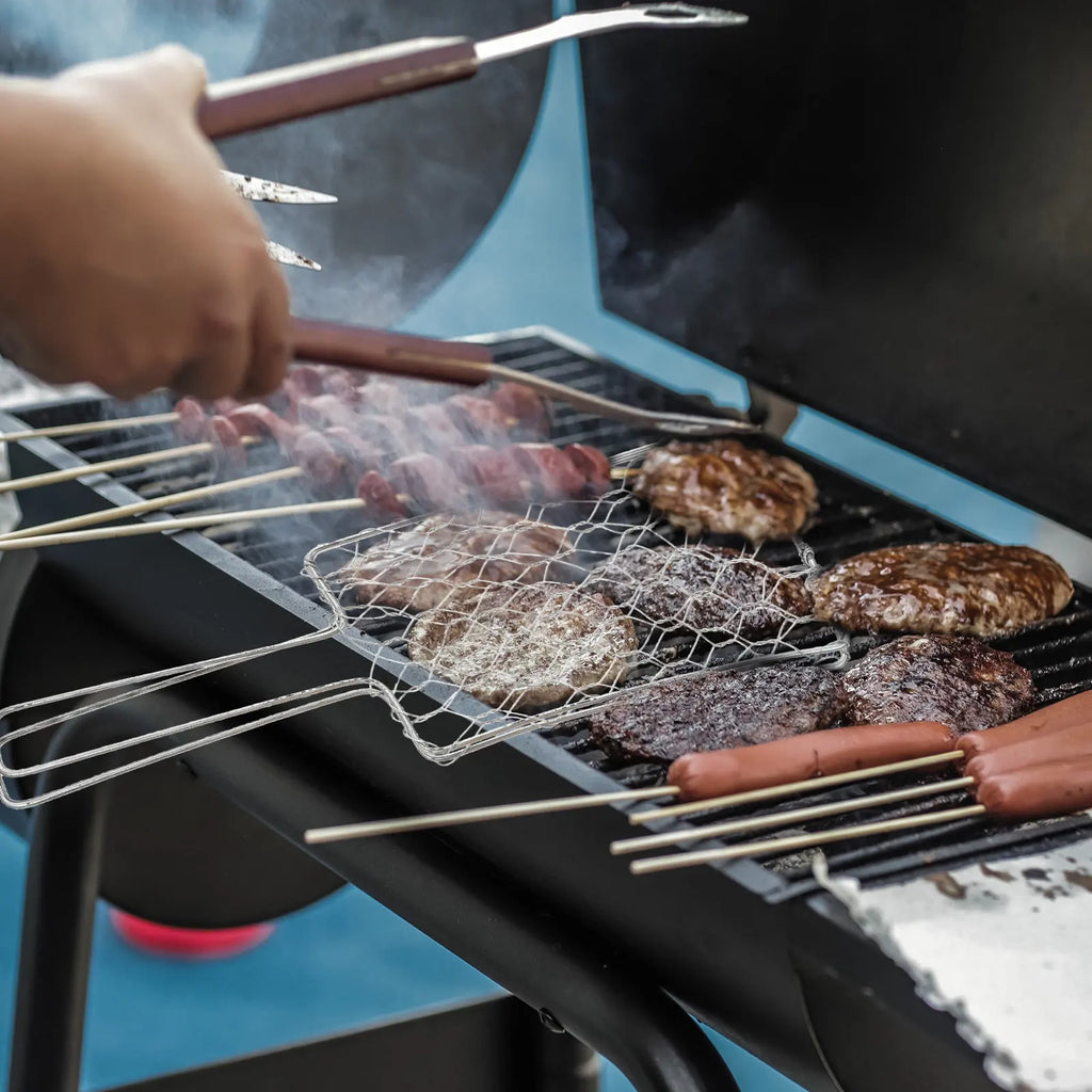Premium Iron Barbecue Grill Rack Multi-Function Grilling Basket for Outdoor Cooking Steak Fish Seafood Camping Picnic Bbq