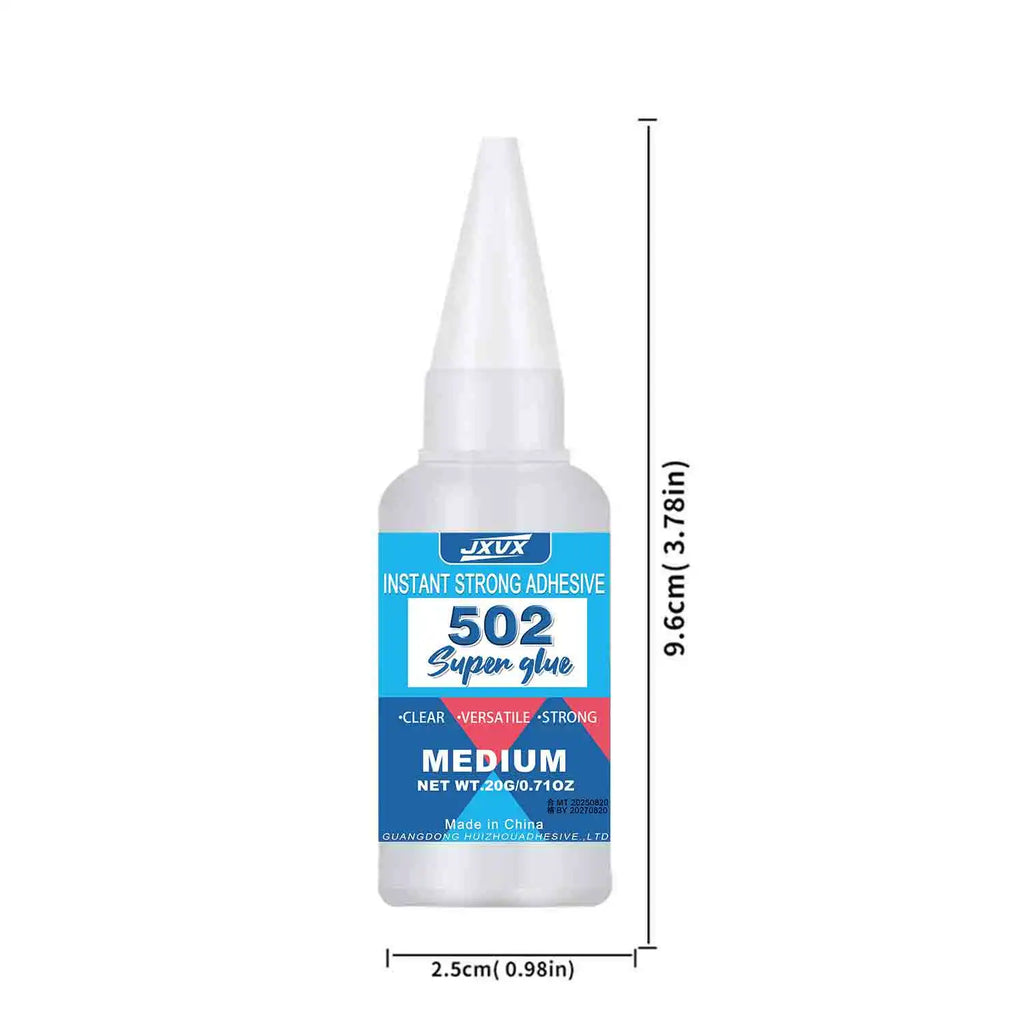 JXVX 1-15 PCs Super glue 502 High Strength Quick-drying Cyanoacrylate Transparent  Waterproof Adhesive for leather, rubber, wood, Metal High Strength Liquid glue Tool With Precision Distributor 0.7oz.