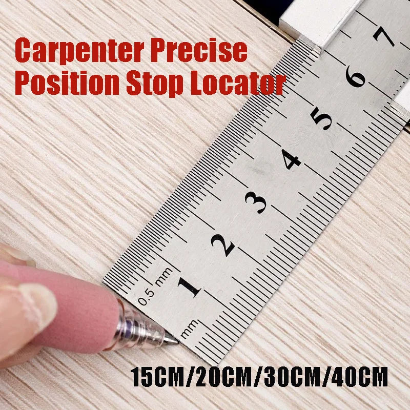 15/20/30/40cm Portable Woodworking Measuring Locator Adjustable Stainless Steel Ruler Stopper Compatible  Marking Craftsmen Work