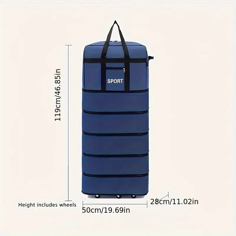 Versatile 5-Layer Folding Travel Bag with Wheels Large Capacity Waterproof Durable Luggage for Trip Weekend Getaways Overnight