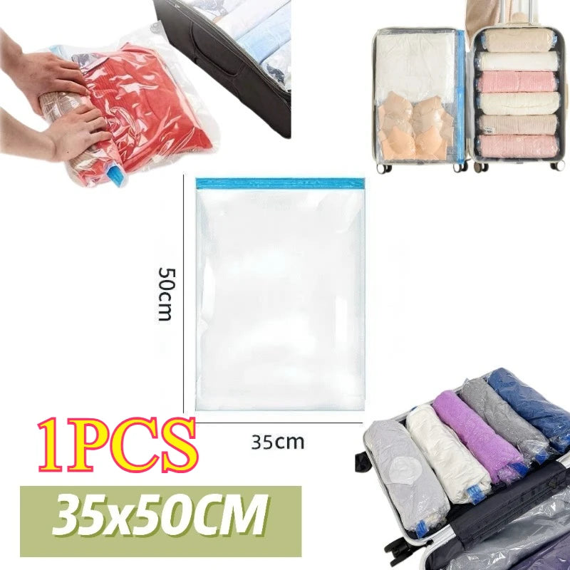 Roll Up Space Saver Travel Storage Bags Travel Accessories Compression Bag for Packing & Clothes, No Pump or Vacuum Needed