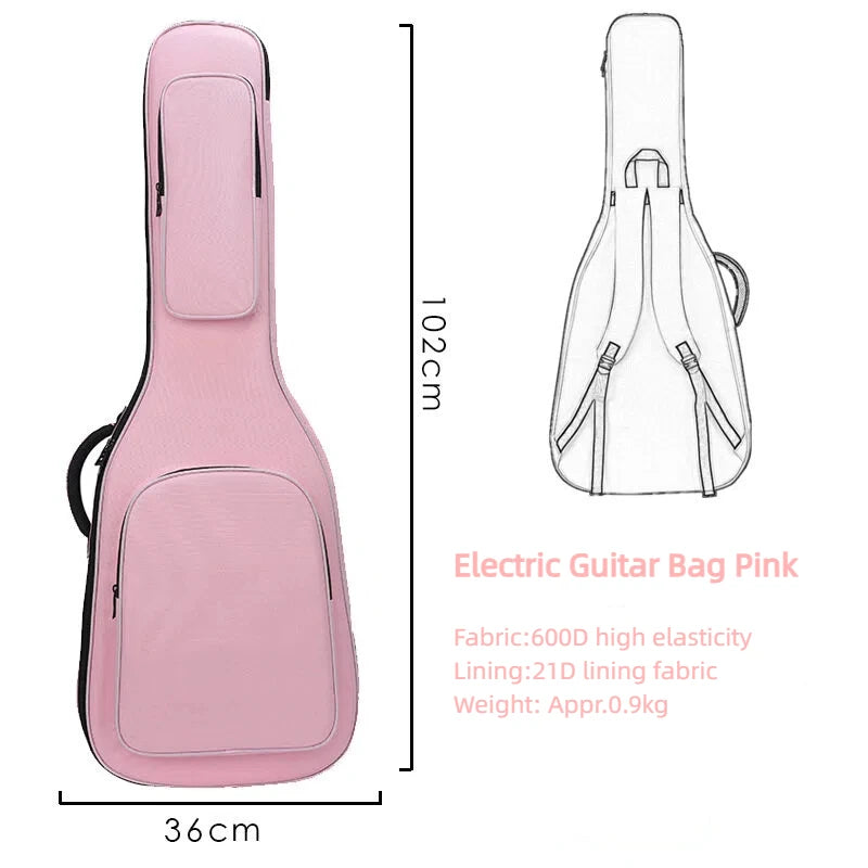 15mm Thickend Cotton Pad Guitar /Bass Bag Rip-stop Backpack Shoulder Bag Cover Carrying Case Color Options Neck Cushion Design