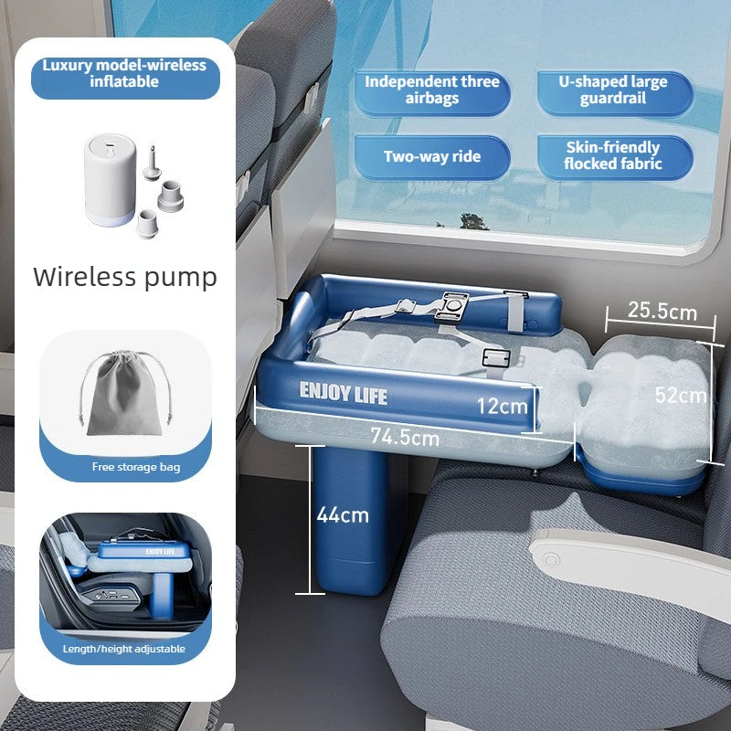 Inflatable Toddler Airplane Bed & Car Seat Extender Portable Kids Travel Mattress for Flying & Road Trips Sleeping Cushion
