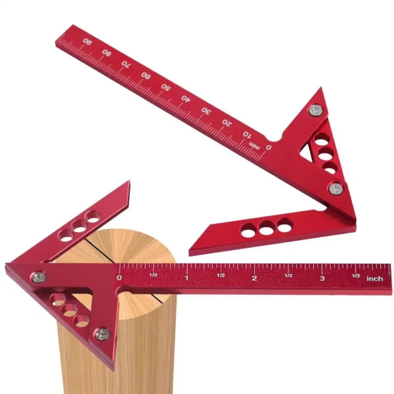45/90 Degree Center Finder Woodworking Square Right Angle Line Gauge Aluminum Scribe Carpenter Ruler Wood Measuring Tool