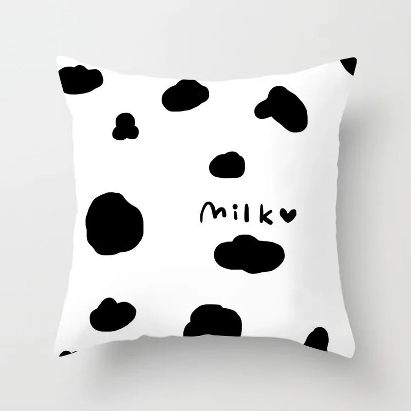 Black And White Geometric Portrait Double-sided Printed pillow cover Short plush Suitable living rooms sofas throw cushion cover