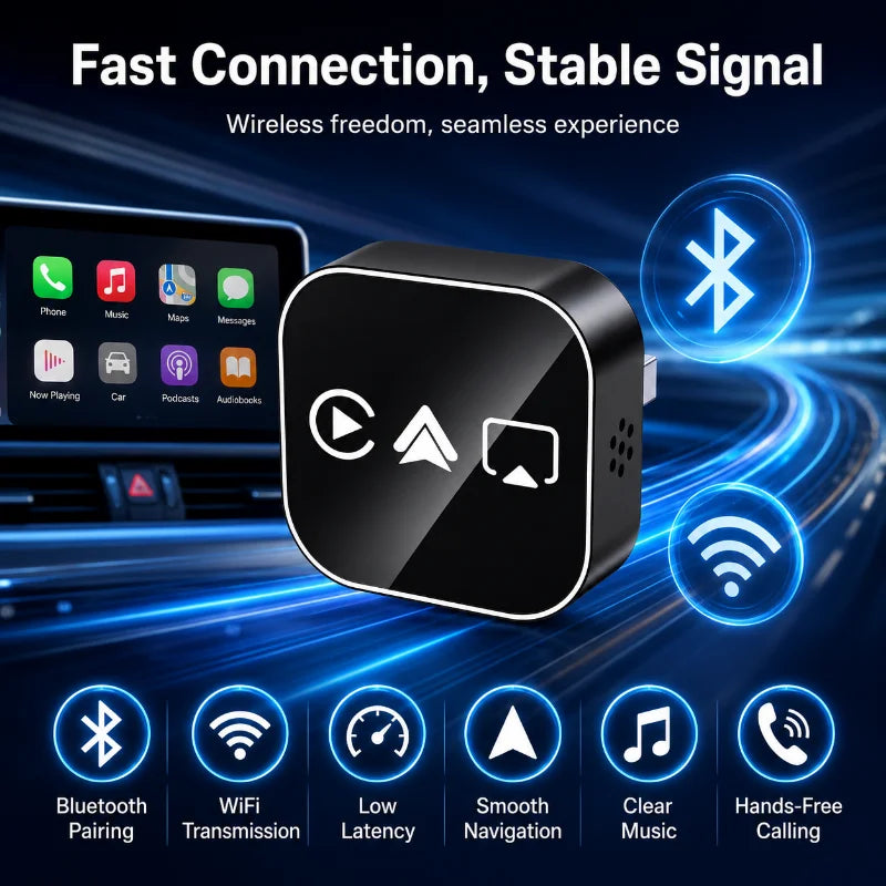 2026 New Upgrade Car Wireless Adapter 4-in-1 Wireless CarPlay Android Auto AirPlay Mirror Link Bluetooth WiFi Mini USB Dongle
