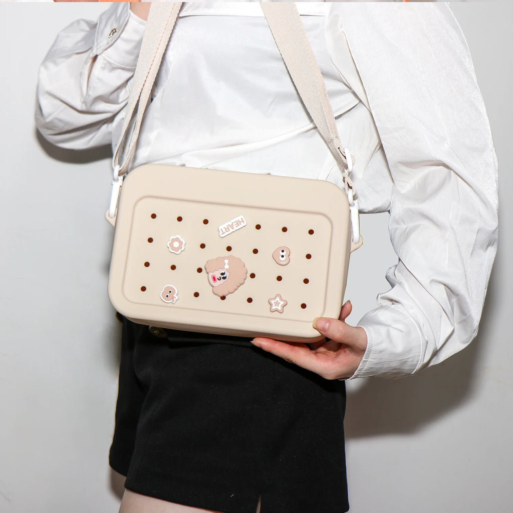 Silicone Messenger Bag Large Capacity DIY Lightweight Versatile Outdoor Leisure Shoulder Bag for Phone Keys Switch iPad Mini