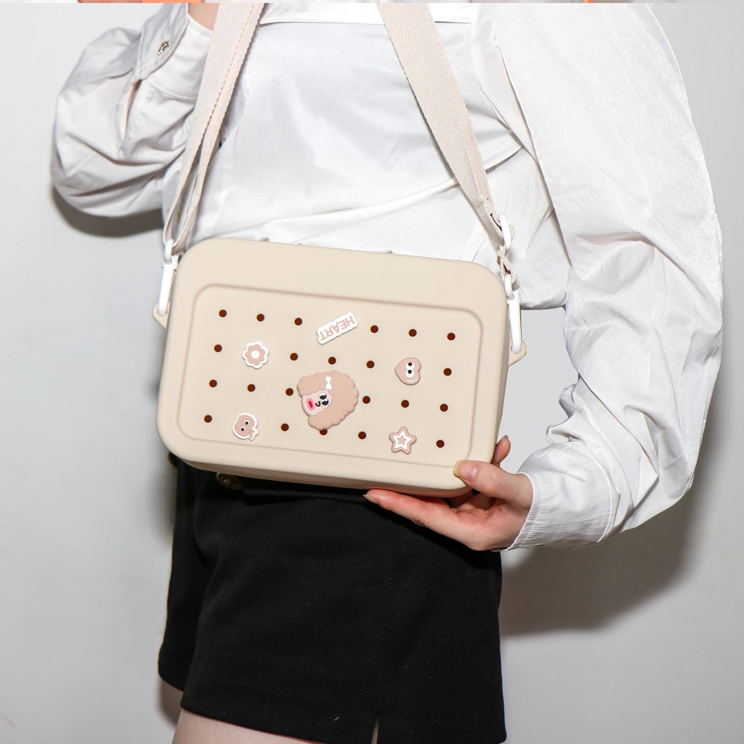 Silicone Messenger Bag Large Capacity DIY Lightweight Versatile Outdoor Leisure Shoulder Bag for Phone Keys Switch iPad Mini