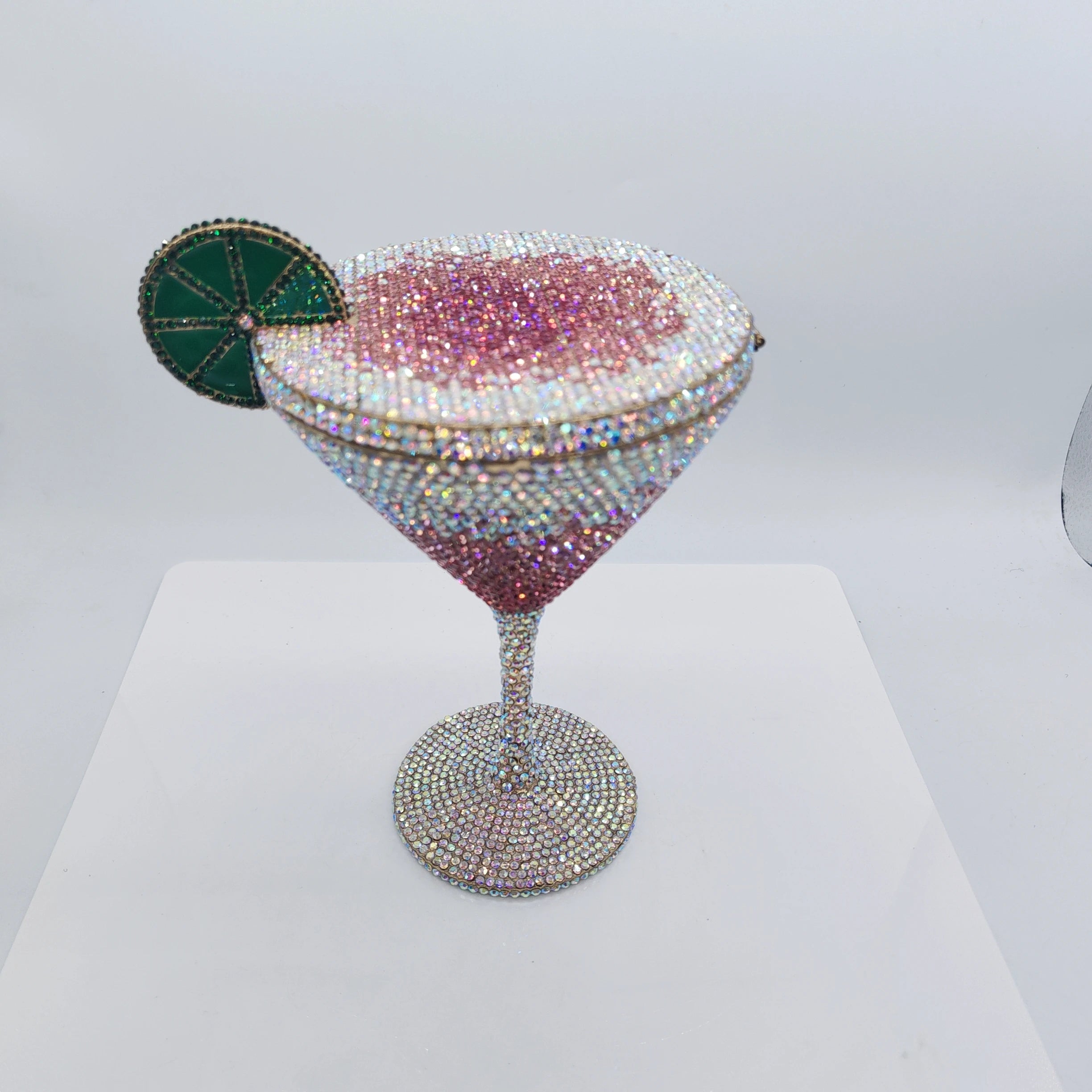 High Quality Goblet Shape Luxury Martini Cocktail Crystal Studded Dinner Bag Diamond Clutch Rhinestone Women Evening Bag