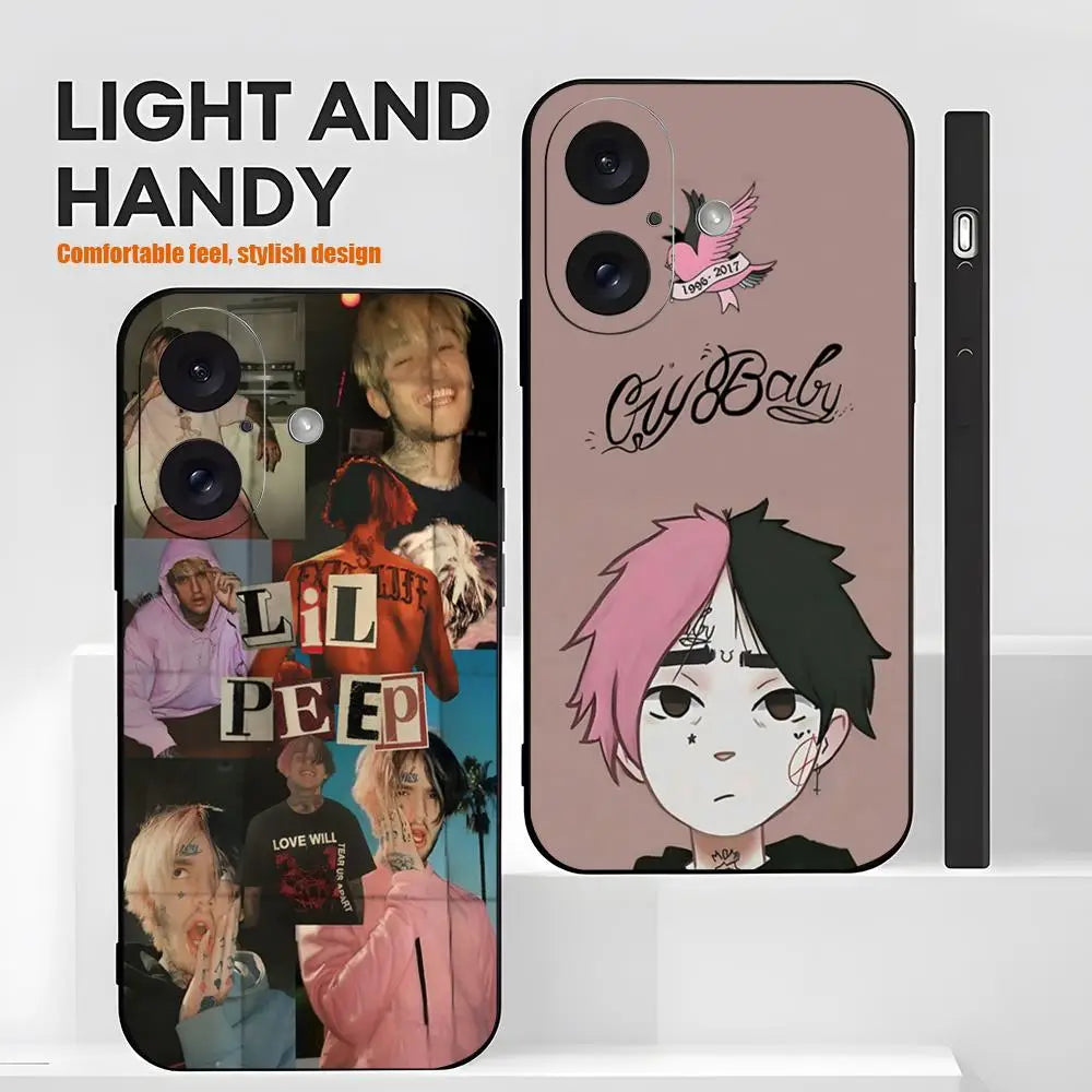L-Lil Peep Famous Star Popular  Phone Case For iPhone 17 16 15 14 13 12 X XR XS 8 Plus Mini Pro Max Soft black Shockproof Cover