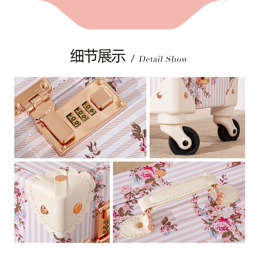 Fashion popular perfect Trolley Suitcase Women Flowers 20/22/24/26 inch stylish Rolling Luggage with handbag brand travel valise