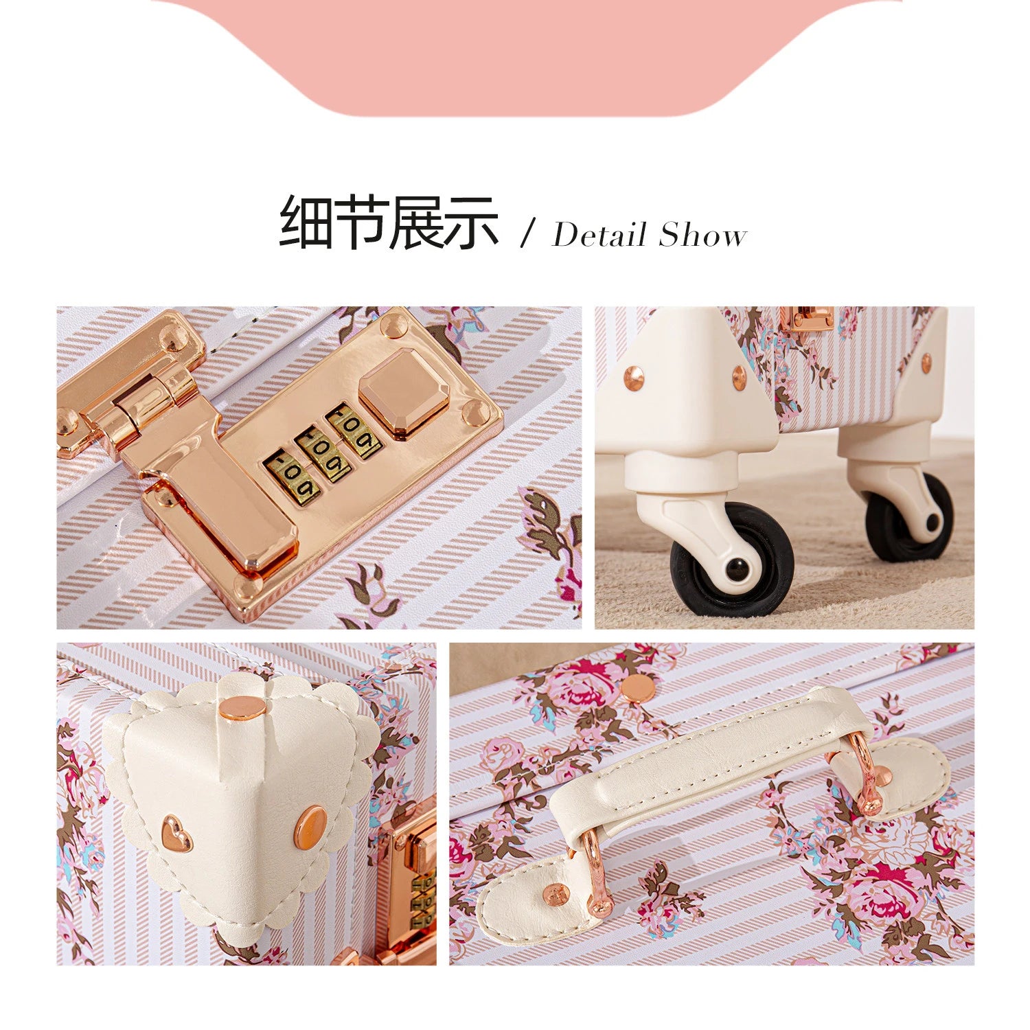 Fashion popular perfect Trolley Suitcase Women Flowers 20/22/24/26 inch stylish Rolling Luggage with handbag brand travel valise
