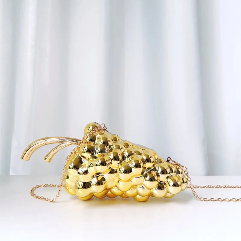 Acrylic Creative Design Grape Shaped Electroplated Banquet Bag Trendy Glossy Irregular Shaped Clutch Bag Wedding Purse Handbags