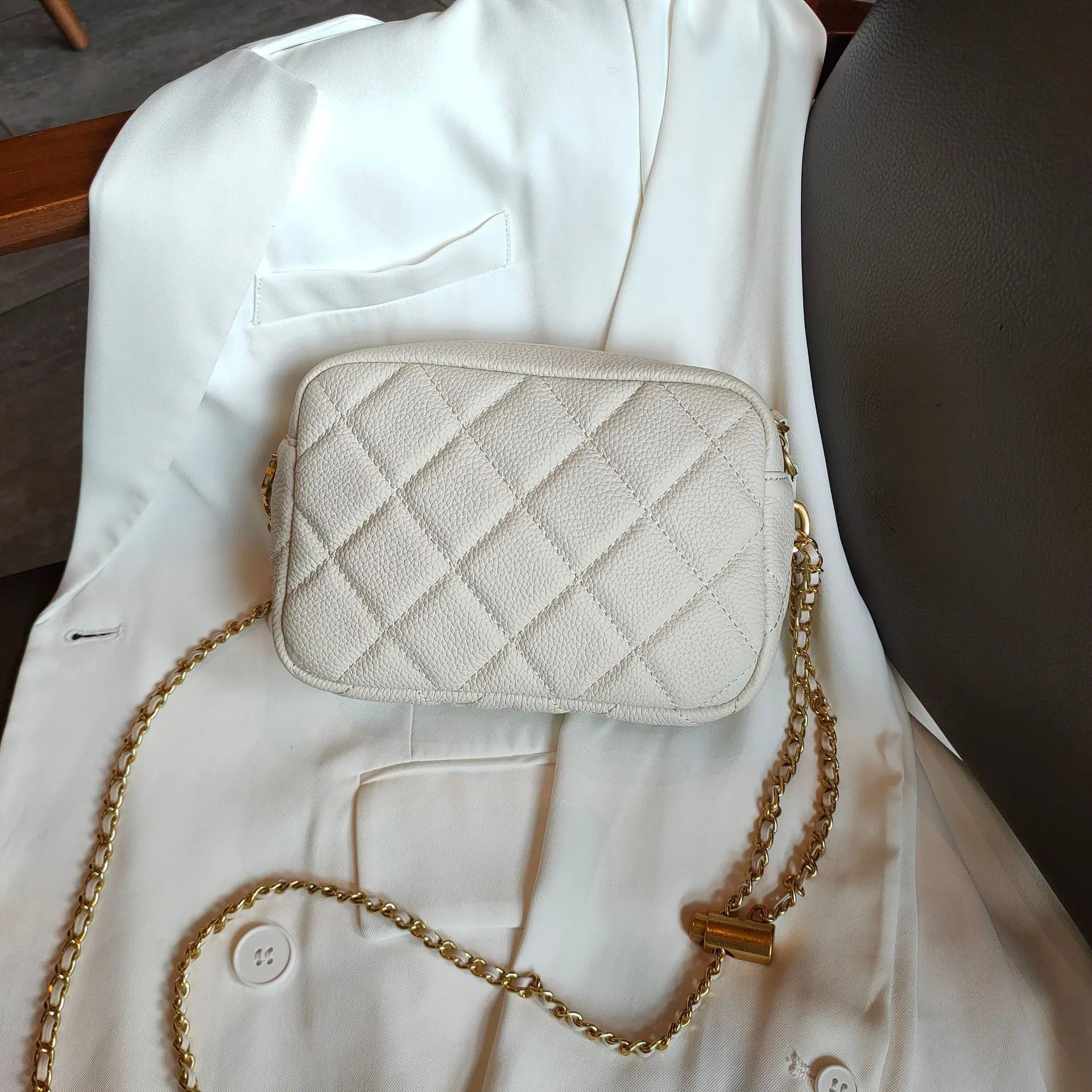 Genuine Grade Leather Women's Fashion Chain Bag Luxury Designer Brand Cowhide Ladies Shoulder Cross Bag Female Samll Square Bag