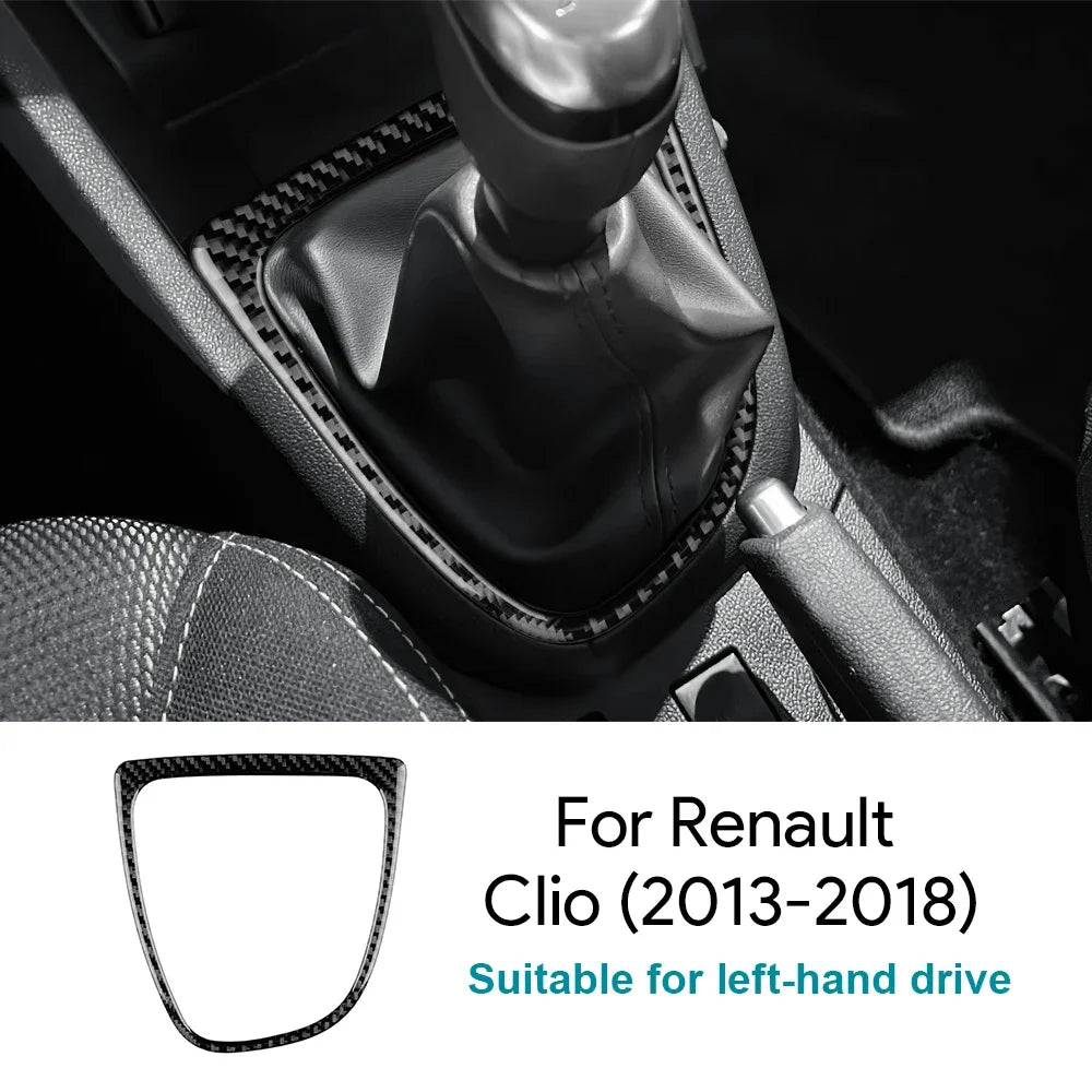 Real Soft Carbon Fiber Sticker For Renault Clio 4 2013 2014 2015 2016 2017 2018 LHD RHD Car Gear Outer Shift Frame Interior